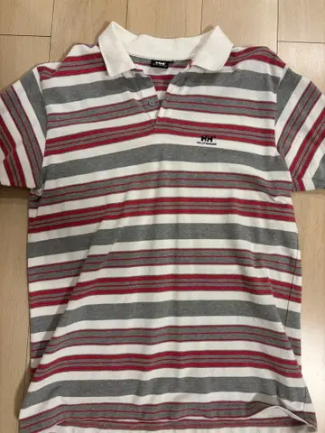 Helly Hansen XL 피케 셔츠 화이트, 레드, 그레이 스트라이프