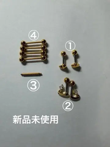 [ 새상품 세트 ] 골드 하트형 모티브 바디피어싱 린 16G 샤프트