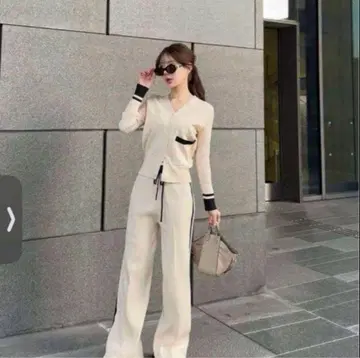 [ Qung ] 더블 라인 니트 셋업 크림