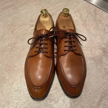 YANKO 브라운 가죽 U팁 슈즈