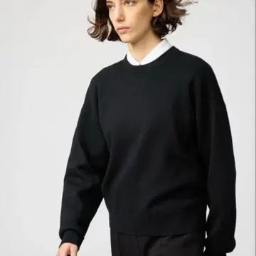 UNIQLO C 스무스 코튼 크루넥 스웨터 M 블랙