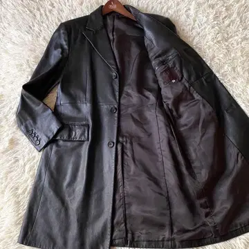 [새상품급] 다케오 키쿠치 양가죽 가죽 체스터 코트 롱 기장 블랙 M