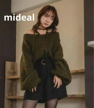 mideal 올리브 그린 니트 스웨터