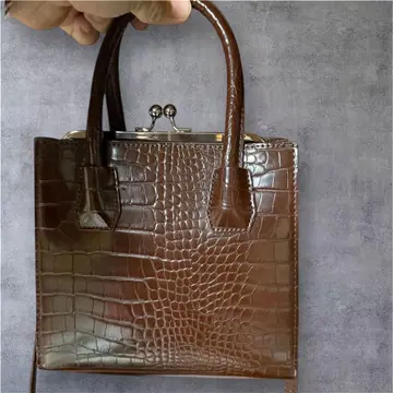 브라운 크로커다일풍 핸드백