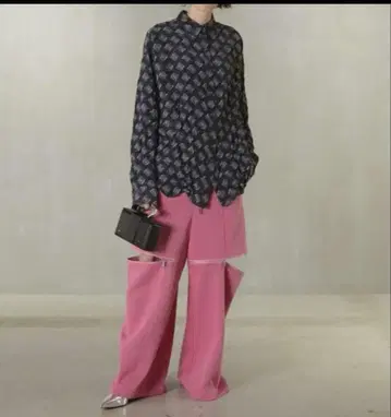 플랭크 프로젝트 모노그램 프린트 셔츠 블랙 주름 가공