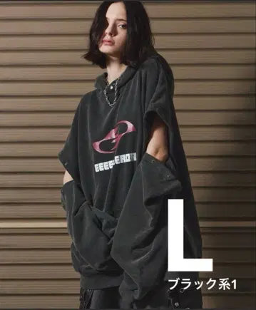 [ ERAR ] 2way 암 버튼 빈티지 하이 기믹 로고 자수 후드티