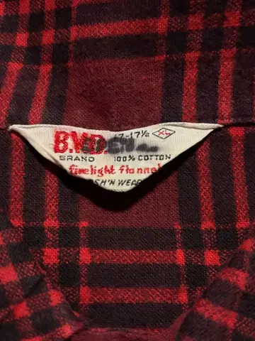 구제 의류 60s B.V.D. 헤비 플란넬 셔츠 빈티지 빨검 체크