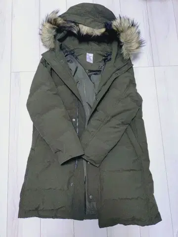 BACK NUMBER 후드 부착 다운 자켓 L 사이즈 올리브 그린