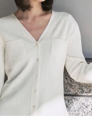 내로우 와이드 리브 V 가디건