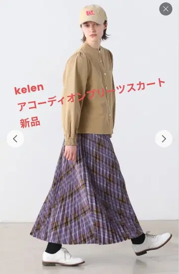 새상품! kelen 아코디언 플리츠 체크 스커트