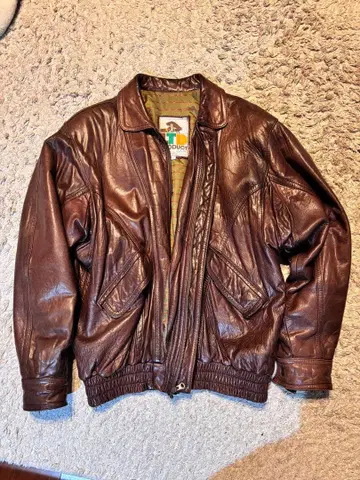 브라운 가죽 자켓 천연 가죽 100% 빈티지 제품
