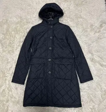 매킨토시 보아 안감 퀼팅 코트 후드 네이비 36