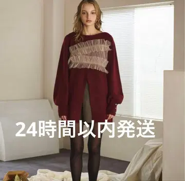 loin nuit 로완뉴이 튤 슬릿 디자인 니트