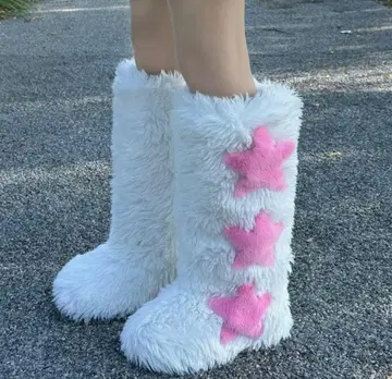 [미사용 새상품] 핑크 별 모양 디자인 레그 워머 부츠 따뜻한