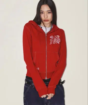 NYXX BURST INTO ROSE HOOD ZIP-UP RED