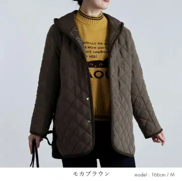 클레어 모드 피치 터치 퀼팅 코트 모카 브라운 M 사이즈