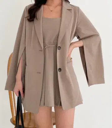 Heather 테일러드 자켓 수트 자켓 브라운 헤더