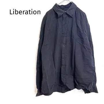 리베레이션 셔츠 긴팔 무지 블랙 린넨 혼방 레이온 혼방 심플