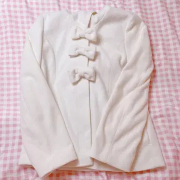 LIZ LISA 리본 후드 부착 코트 화이트