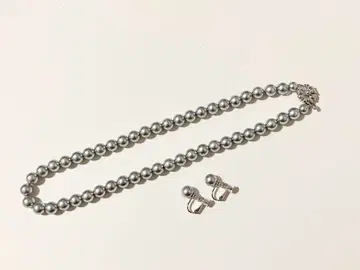 새상품급 고품질 조개 펄 목걸이 귀찌 세트 silver 각인