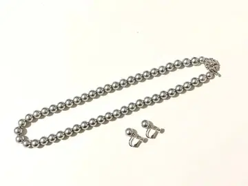 새상품급 고품질 조개 펄 목걸이 귀찌 세트 silver 각인