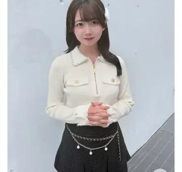 NOMAE oneway 체인 컬러 ZIP 니트 아이보리 택 포함 새상품