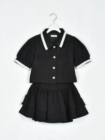 evelyn 리본 트위드 셋업 블랙