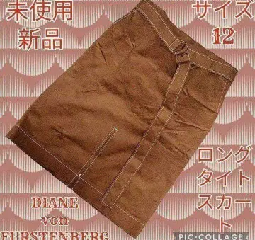 미사용 새상품 다이앤 폰 파스텐버그 롱 스커트 벨트 포함 브라운