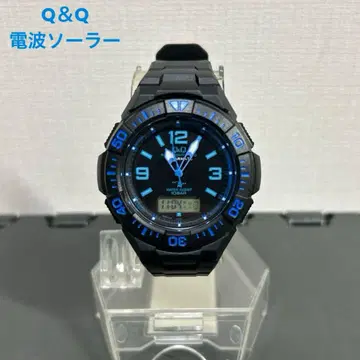 Q&Q 큐앤큐 전파 솔라 블랙 아날로그 디지털 MD06-335