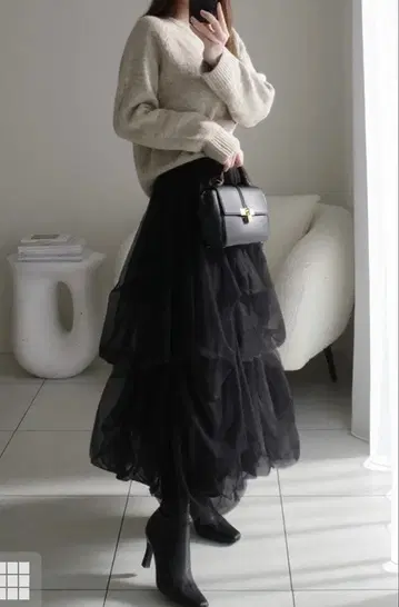 볼륨 튤 플레어 롱 스커트[dk1550]