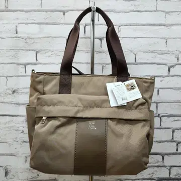 새상품 베베다얀 트윌 x 인조 가죽 부속 2way 토트백 베이지