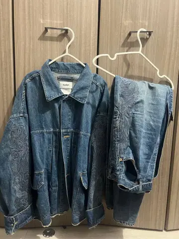 doublet 데님 자켓 팬츠 세트 셋업 자수