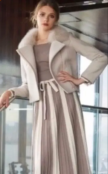 미사용 새상품 ROYAL PARTY 퍼 달린 라이더 울 자켓