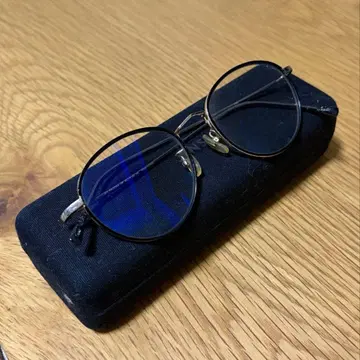 JINZ 라운드 안경 블랙 프레임 블루