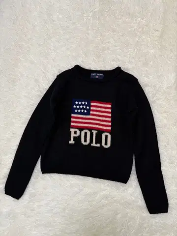 랄프 로렌 폴로 스포츠 성조기 울 100% 스웨터 블랙