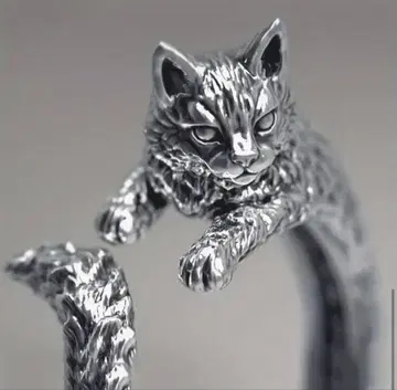 고양이 디자인 실버 반지 22~27일 중 1000엔에 판매 예정