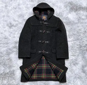 새상품급 90s 글로버올 더플 코트 영국제 안감 타탄 체크 블랙