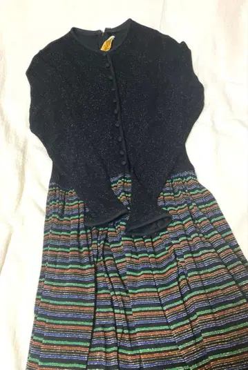 70s 빈티지 원피스 Ayres Unlimited 구제 의류 블랙 34