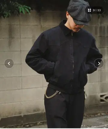 Noen 블랙 퀼팅 자켓 코듀로이 옷깃 지퍼 워크 블루종