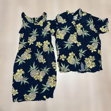 하와이 알로하 셔츠 원피스 페어