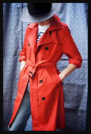 영국 왕실 납품 [ 폭스 엄브렐라 ] 트렌치코트 빨간색 발수 벨티드