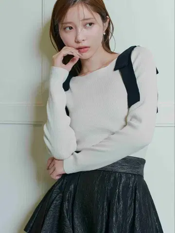 CELFORD (셀포드) 숄더 리본 니트 풀오버 아이보리