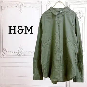 디바이디드 에이치앤엠 ] 셔츠/블라우스 긴팔 [ F ] 카키 면 빅사이즈