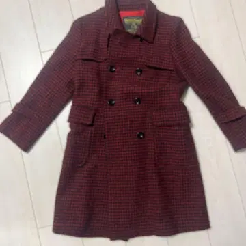 Harris Tweed 빨검 체크 더블 브레스트 코트