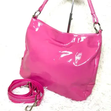 HAMANO 하마노 숄더백 2way 패턴트 레더 핑크