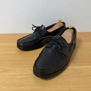 파라부트 바스 9 사이즈 블랙 가죽 데크 슈즈