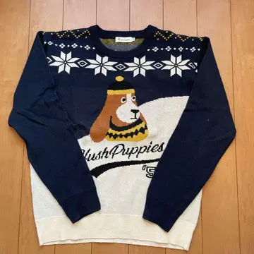 Hush Puppies 미사용 새상품 개 디자인 크루넥 스웨터 S