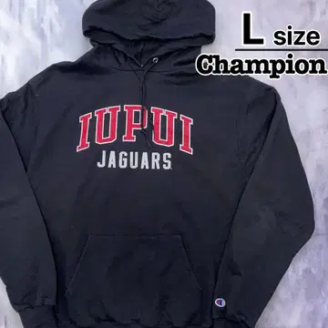 Champion 후드티 L 블랙 레드 프린트 칼리지 USA 구제 의류