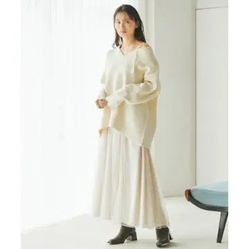 COCODEAL 빅 니트 튤 원피스