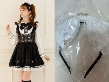 LIZLISA 시어 체크 에이프런 프릴 원피스